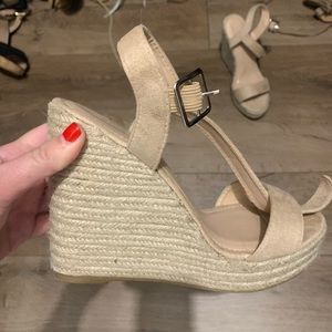 Tan suede wedges